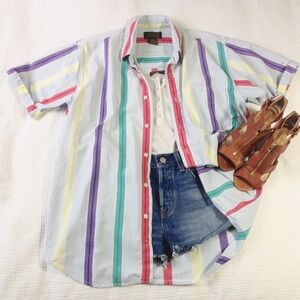 VINTAGE 90's Eddie Bauer Striped Button Down T